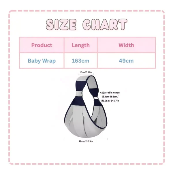 Baby Wrap Carrier Sling L163cm W49cm