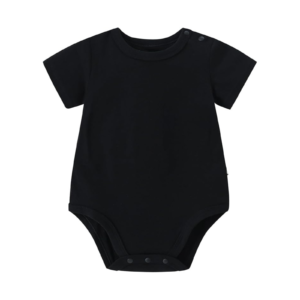 Unisex Baby Black Short-Sleeve Snap Button Bodysuit