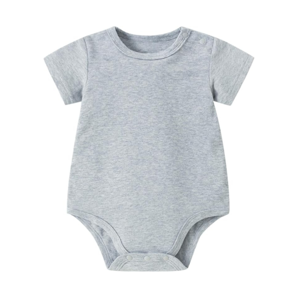 Unisex Baby Grey Short-Sleeve Shoulder Button Bodysuit