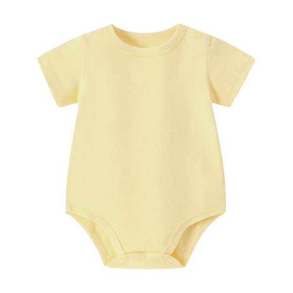 Unisex Baby Pastel Yellow Short-Sleeve Shoulder Button Bodysuit