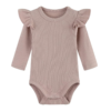 Baby Girls Ribbed Long-Sleeve Ruffle Shoulder Bodysuit