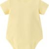 Unisex Baby Pastel Yellow Short-Sleeve Shoulder Button Bodysuit