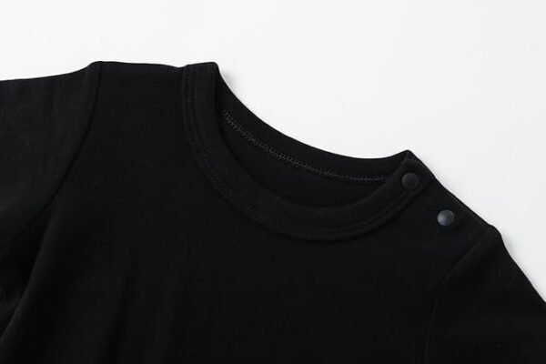 Unisex Baby Black Short-Sleeve Snap Button Bodysuit
