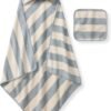 2-Piece Pink Striped Baby Hooded Bath Towel and Washcloth Set
