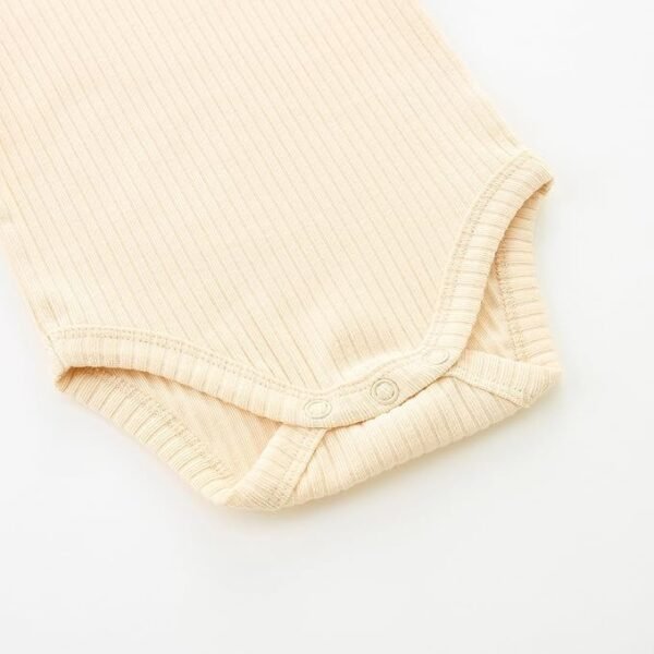 Baby Girls Cream Ribbed Long-Sleeve Flutter Sleeve Bodysuit