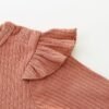 Baby Girls Terracotta Ribbed Long-Sleeve Ruffle Bodysuit