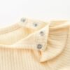 Baby Girls Cream Ribbed Long-Sleeve Flutter Sleeve Bodysuit