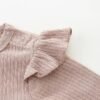 Baby Girls Ribbed Long-Sleeve Ruffle Shoulder Bodysuit