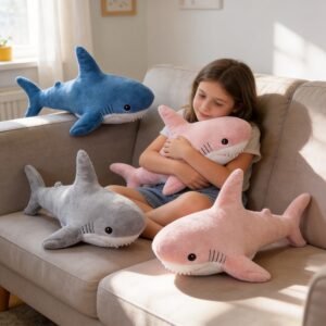 Large Tie Dye Shark Plush Toy Soft Washable Stuffed Animal Pillow Cushion for Kids Companion & Décor